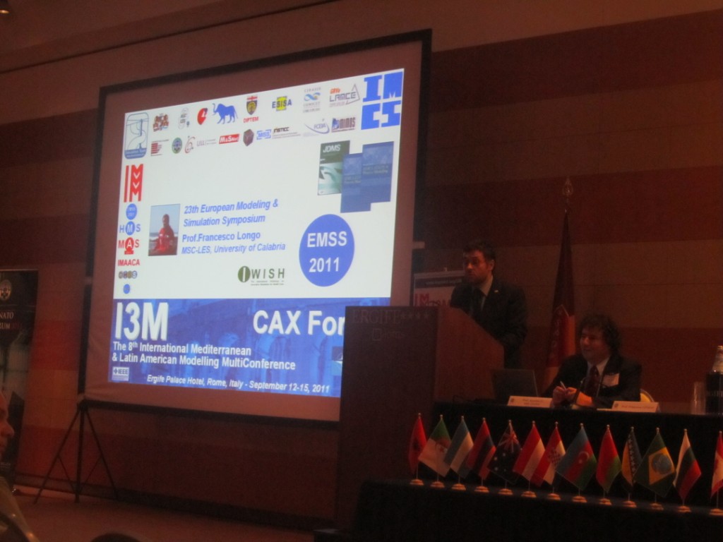 	I3M2011 / CAX Forum Opening - Prof.Longo (EMSS General Chair) presenting the 3 Special Issues of International Journals associated to I3M2011	