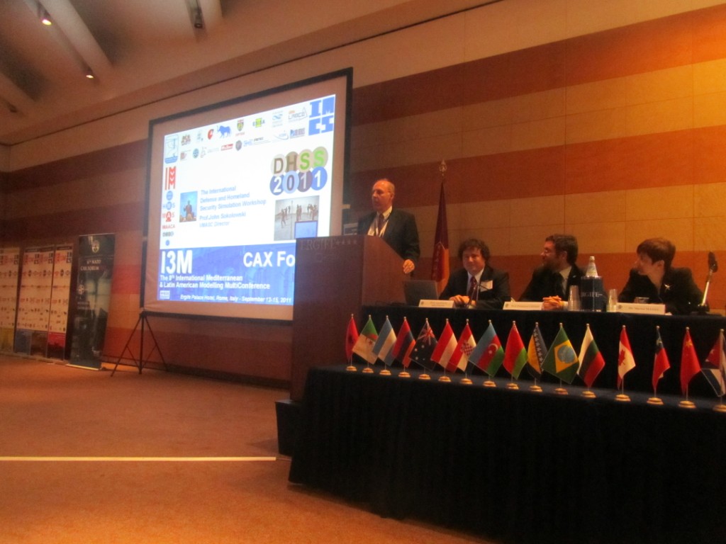 	I3M2011 / CAX Forum Opening - Prof.John Sokolowski (Director VMASC ODU and General Chair DHSS) presenting the International Workshop on Defense and Homeland Security Simulation	