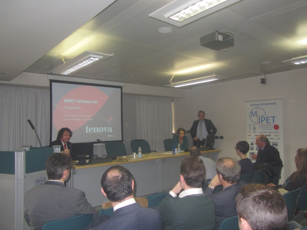 	MIPET-4th Edition - Genoa University opens the 4th Edition of MIPET in Confindustria Genova - Prof.Bruzzone, President MIPET - Dott.ssa Lippi & Ing.Raggio presenting at MIPET Opening the Tenova Group in term of Activities, Projects and R&D	