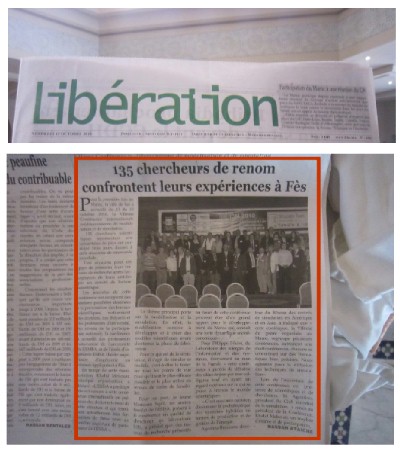 October 15, 2010, Liberation, Chercheurs de Renom Confrontent Leurs Experiences a Fes