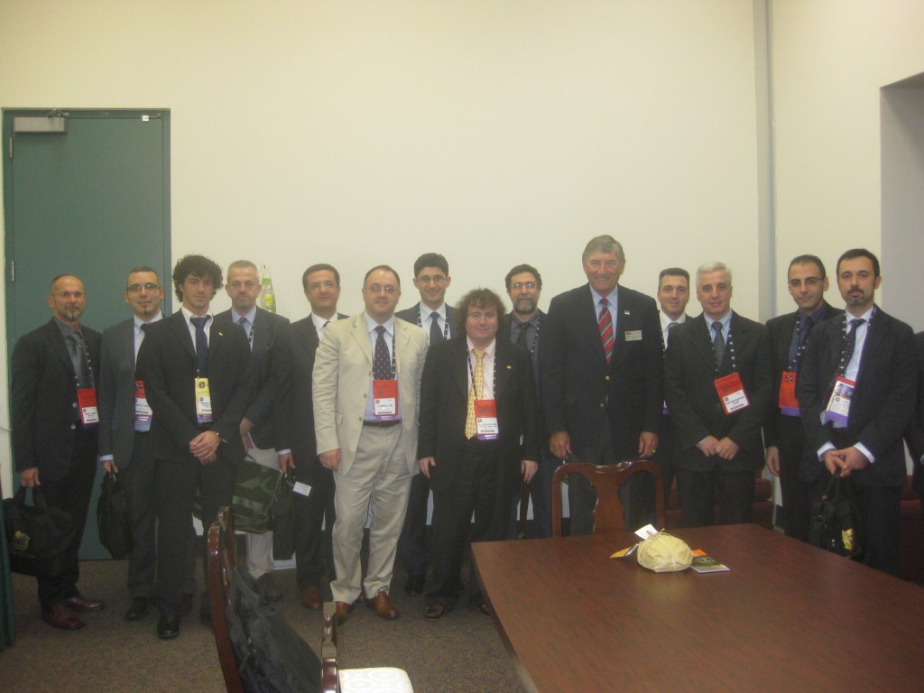 	RADM Fred L. Lewis (Ret.), president of NTSA and I/ITSEC Organizer, and Prof.Agostino G. Bruzzone, Director of MISS DIPTEM Genoa, meeting with Italian Attendees at I/ITSEC2009	