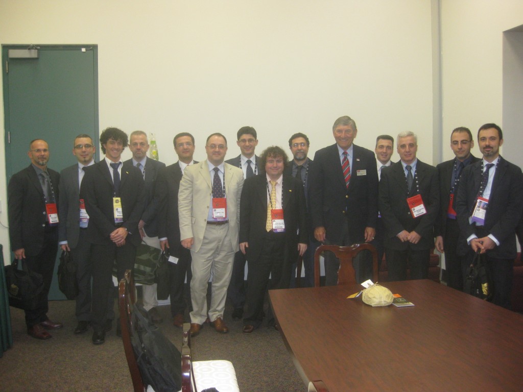 	RADM Fred L. Lewis (Ret.), president of NTSA and I/ITSEC Organizer, and Prof.Agostino G. Bruzzone, Director of MISS DIPTEM Genoa, meeting with Italian Attendees at I/ITSEC2009	